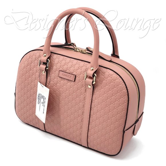 NEW GUCCI Micro GG Guccissima BREE Soft Pink Leather Medium Boston Bag $1,690 - Picture 4 of 16